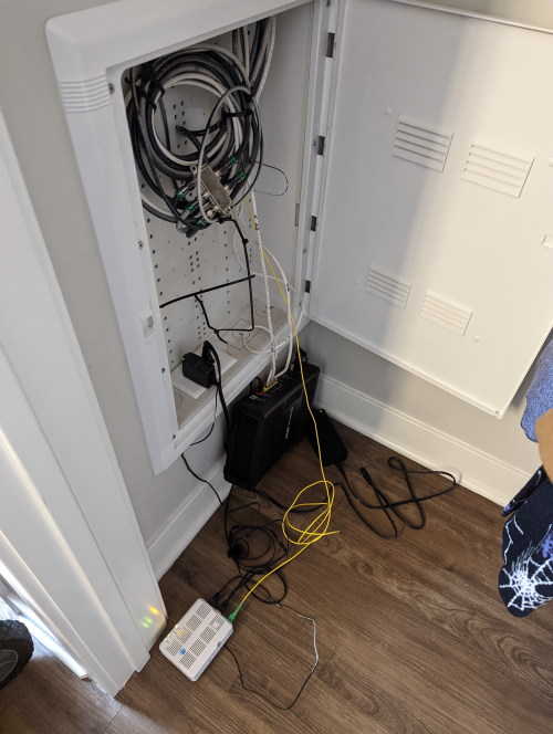 A picture of me using an ONT to test my network connection